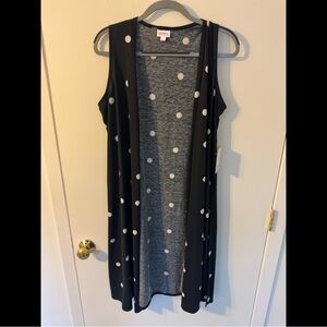LuLaRoe Black Polka Dot Sleeveless Cardigan